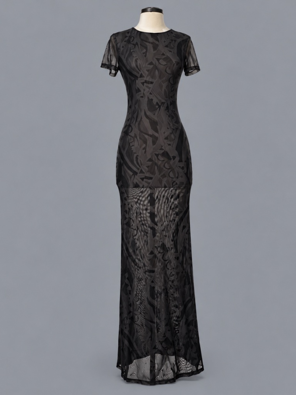 Tiger Mist Black Sheer Mesh Maxi Dress Size S